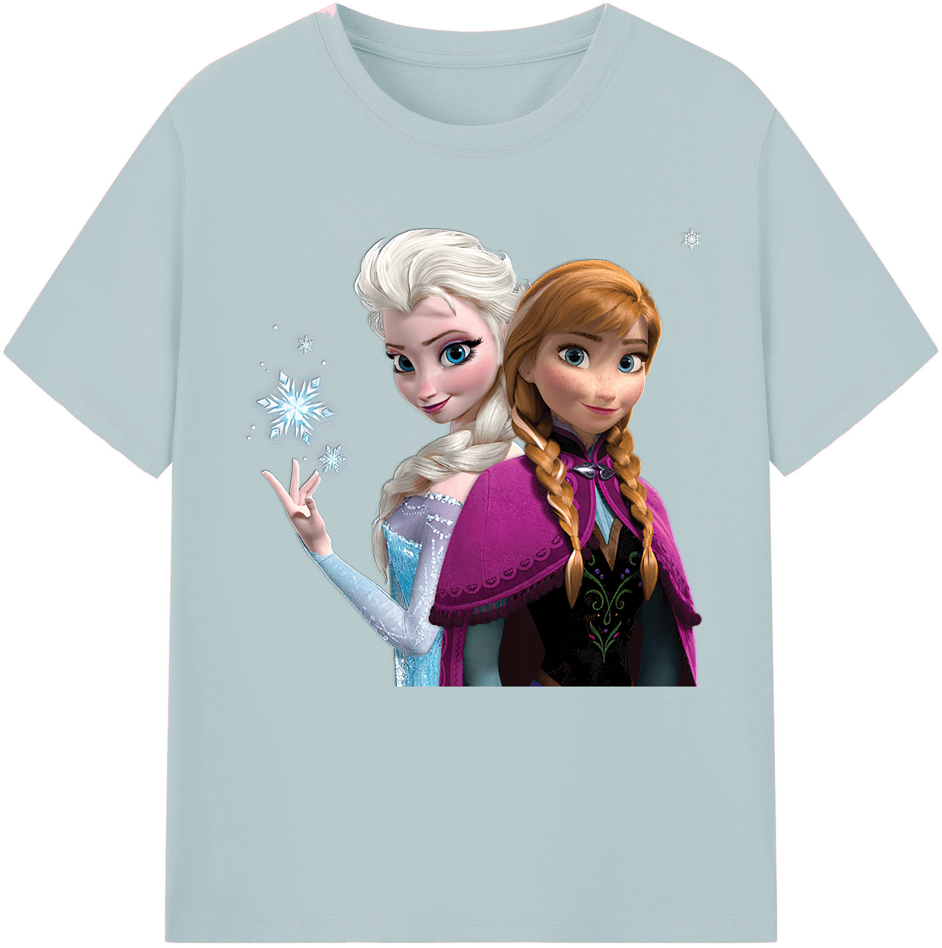 （画像用） アナと雪の女王 アンナ エルサ Frozen Anna Elsa 綿100％半袖Tシャツ（フロントプリント）